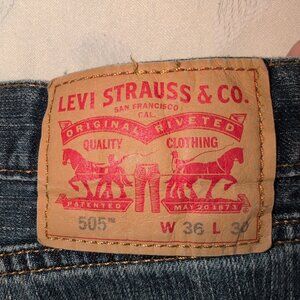 Levis 505 Mens Regular Fit Straight Leg Jeans W36 L30 Medium Wash Denim